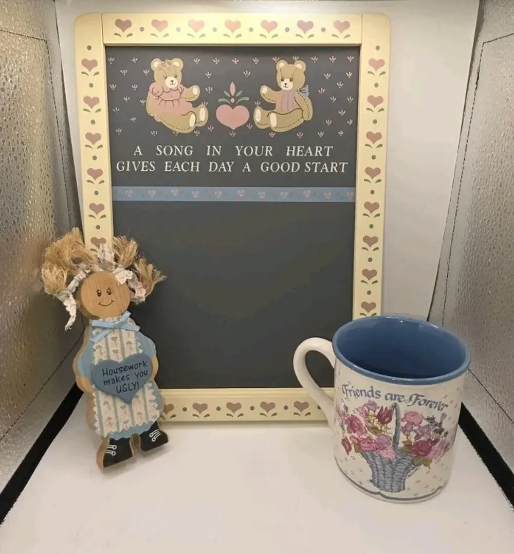 Vintage 1990 House of Lloyd Teddy Bear Chalkboard Cottagecore Farmhouse Lot